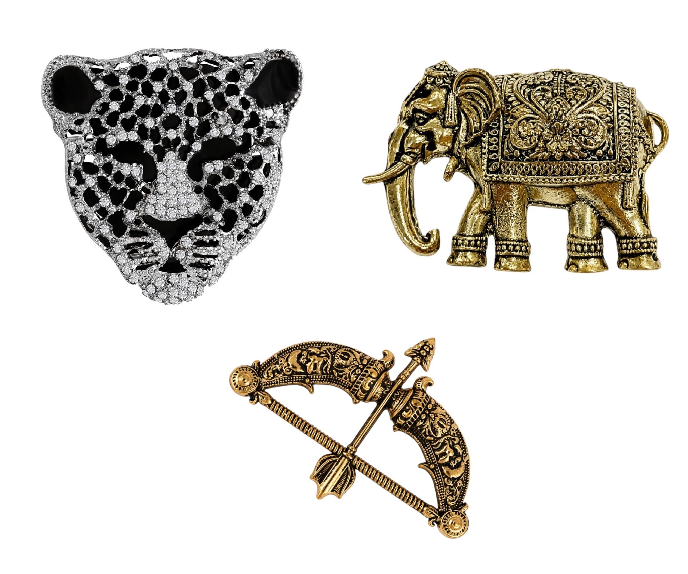 Premium Men Brooch Set Pack Of 3 - Brass Lapel Pin Combo for Sherwani Blazer Suit Formal Wedding Accessories Z14-image-49