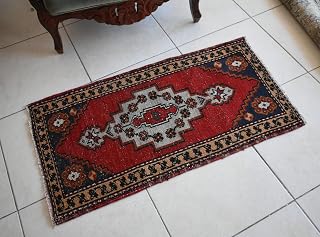 Small Oushak Runner, 3.2x1.7 ft Vintage Rug, Handknotten Runner, Entry Rug, Mini Rug, Turkish Runner, Hallway Rug, Faded Anatolian Rug, Y18