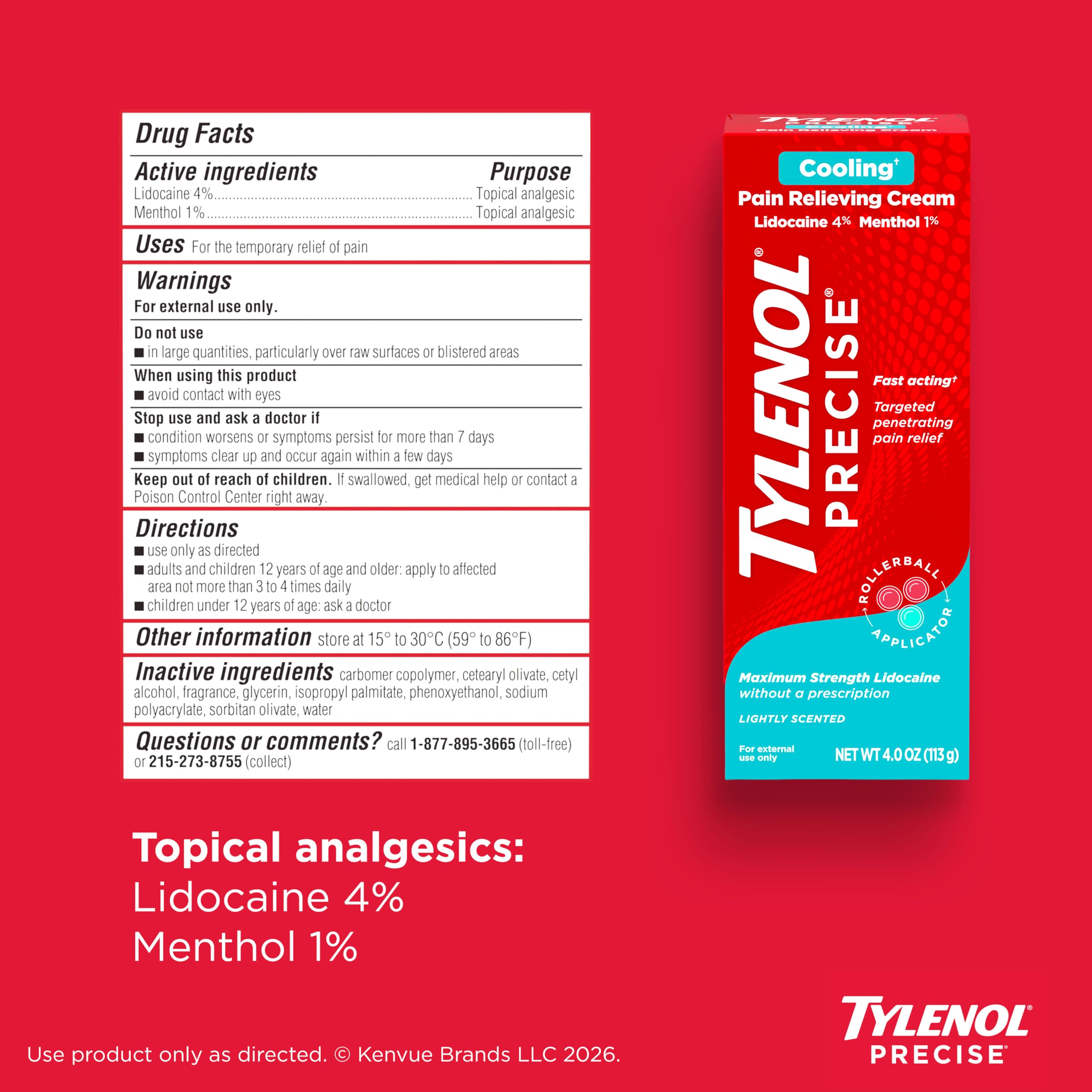 Tylenol Precise Cooling Sensation Pain Relieving Cream, 4 oz — Amazon image 8