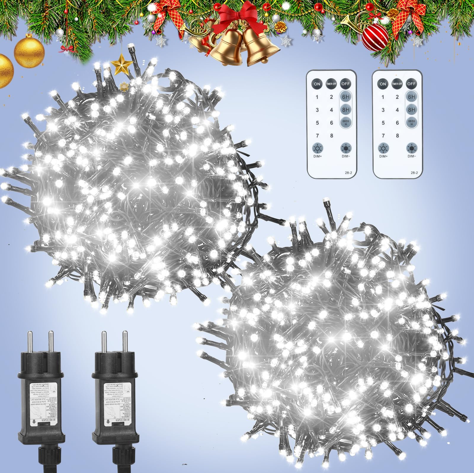Bowfar Weihnachtsmann Fallschirm Lichterkette, 8 Modi 70LEDs