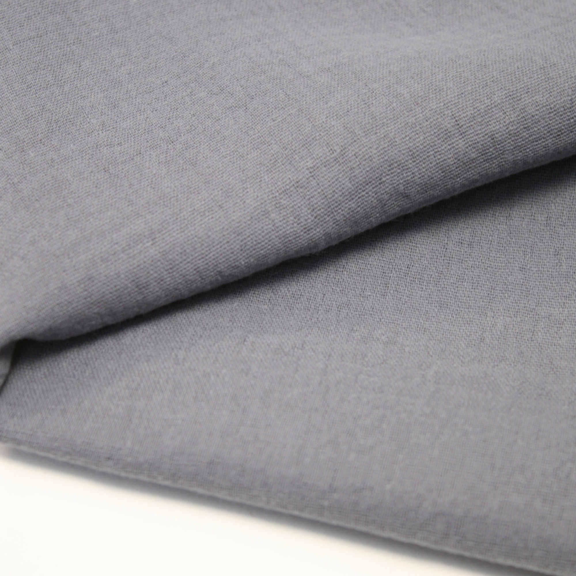 Double Gauze 100% Cotton Fabric Dressmaking Plain Lightweight Soft Muslin (Mid-Grey)