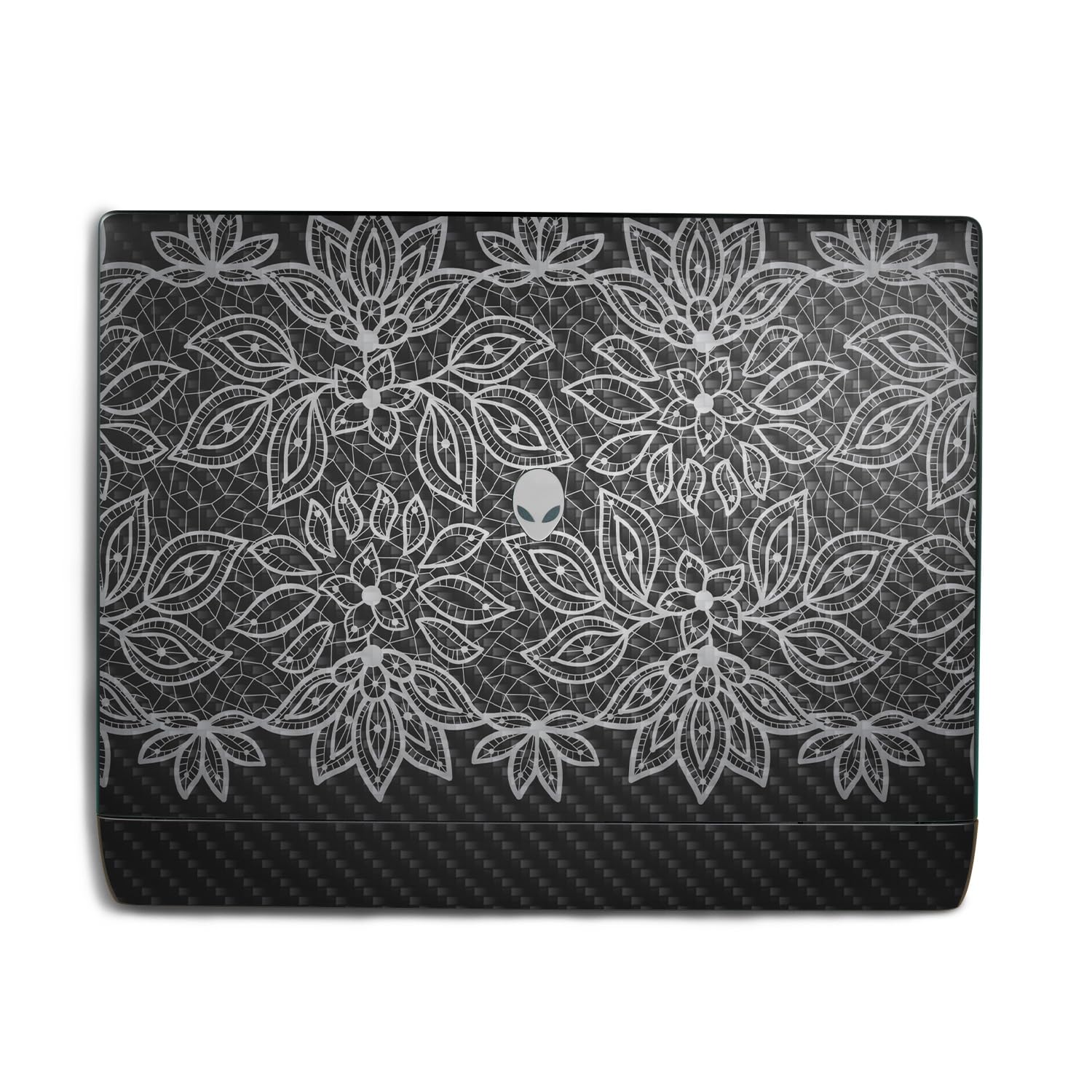 Carbon Fiber Laptop Skin Compatible with Alienware 18 Area-51 (2025) - Floral Lace - Premium 3M Vinyl Protective Wrap Decal Cover - Easy to Apply | Crafted in The USA by MightySkins