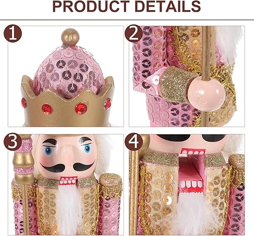 Miniatura 4 de Garneck Adorno de cascanueces de Navidad, magnífico cascanueces con caña y corona, estatua de figuras de cascanueces - Cascanueces clásico