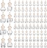 Dandat 80 Pcs 8 ml Hanging Car Freshener Diffuser Pendant Bottle Empty Transparent Glass Aromatherapy Essential Oil Air Diffuser for Perfume Gift with Wooden Caps Lanyard, 8 Assorted Style