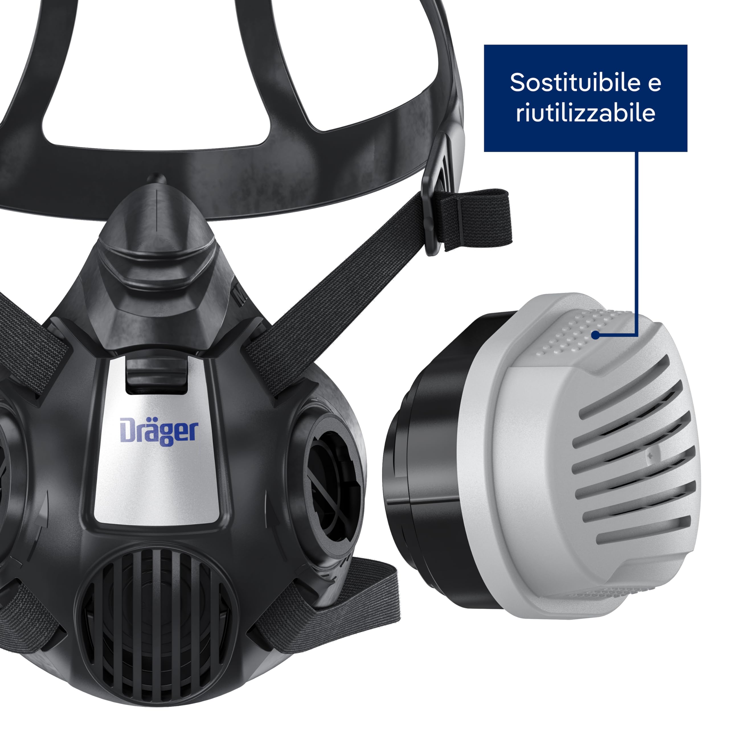 Dräger X-plore 3500 Kit di protezione respiratoria per incendi boschivi: Semimaschera + Filtro ABEK1Hg-P3 | Protezione da fumo e cenere durante gli incendi boschivi