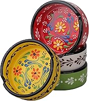 LADEMGROUP Handmade Ceramic Ashtray Set (4 Pack) - Indoor/Outdoor Cigarette Holders, Vibrant Decor for Home Office Smokers
