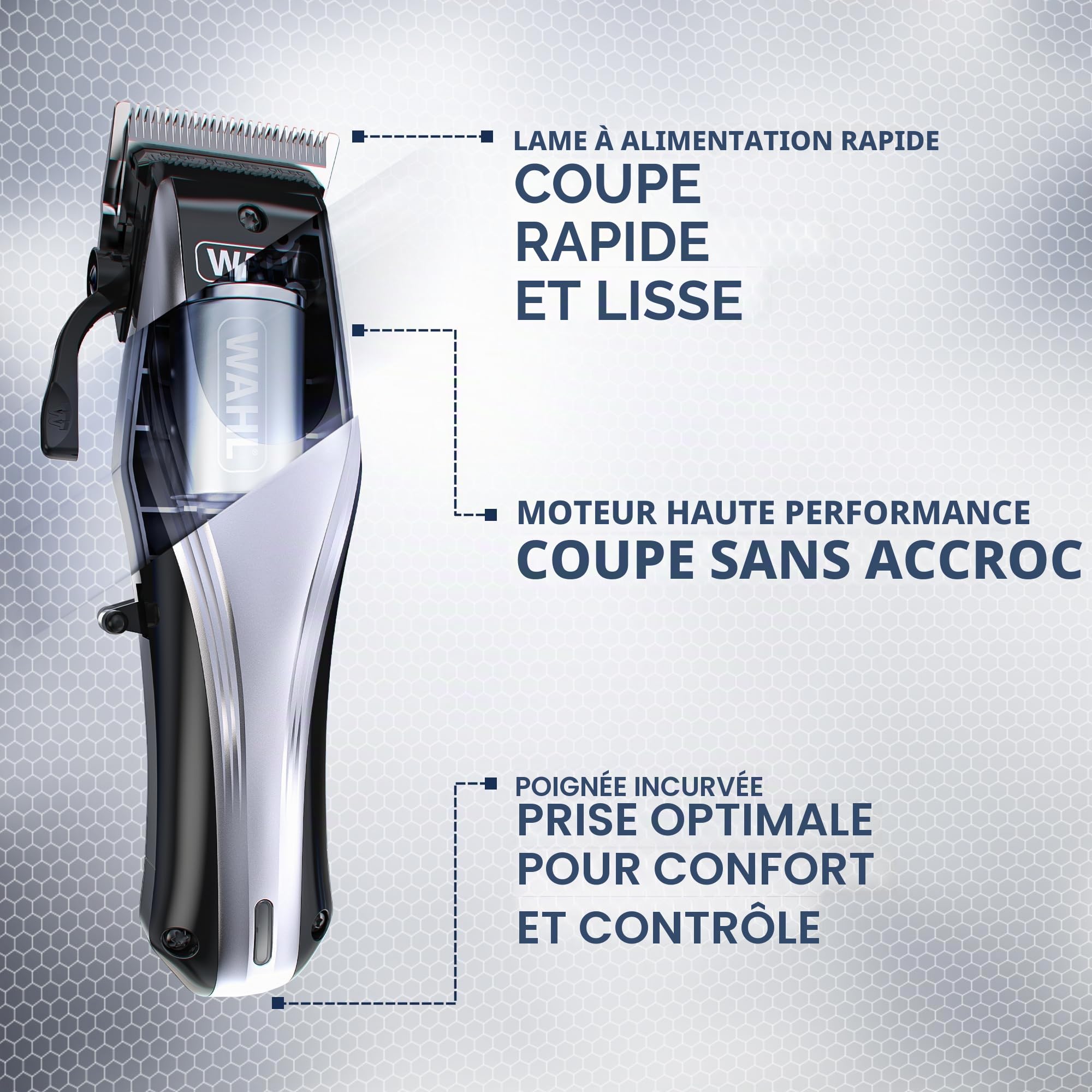 Wahl Rapid Clip Tondeuse Homme Rechargeable Lithium-Ion Tondeuse à Cheveux Qualité Professionnelle Sans Fil