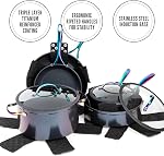 Set 12-Piece Nonstick Ceramic Cookware Set Thyme & Table Rainbow/Ideal for cooking exquisite dishes/Mom needs it/Ideal product for Chef/This product should not be missing in your home, 21x14x7