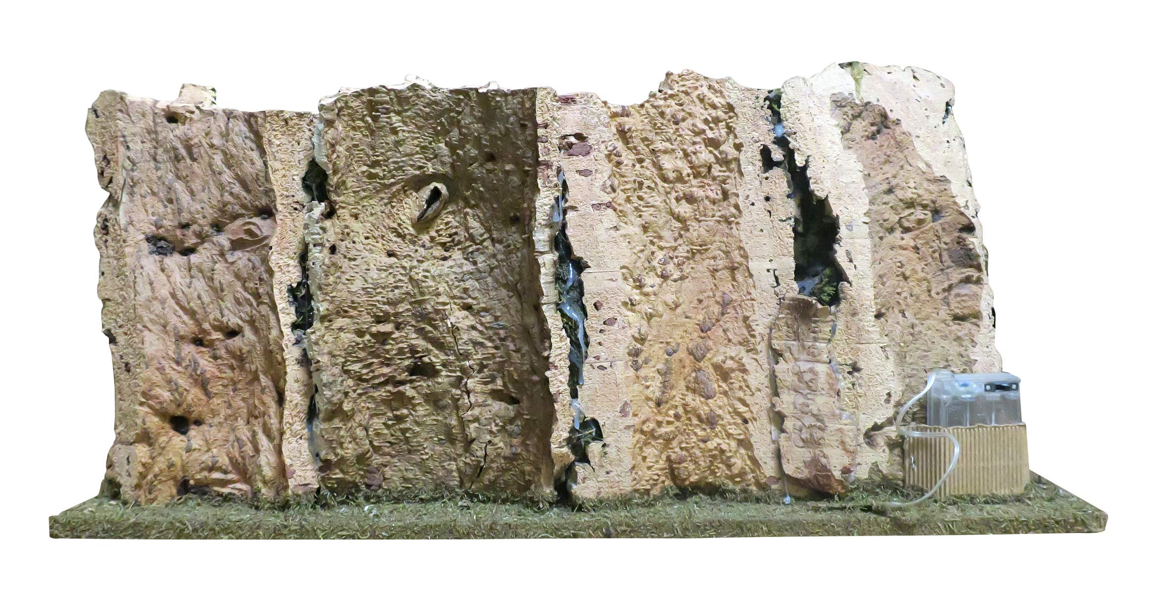 Bertoni Paysage Crèche avec Rivière Lumineuse et Cascade | Cabane, Étang et Paroi Montagne en Bois | Produit Italien | 36x56x25 cm
