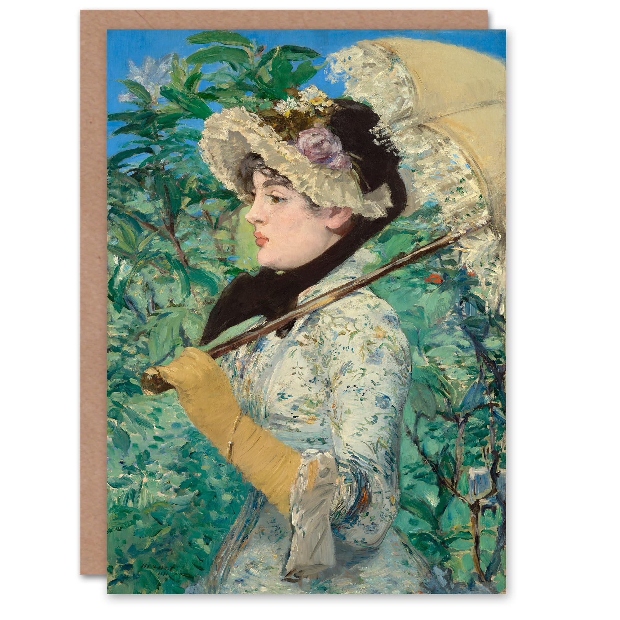 Artery8 Edouard Manet Art Card Jeanne Spring Parasol Portrait
