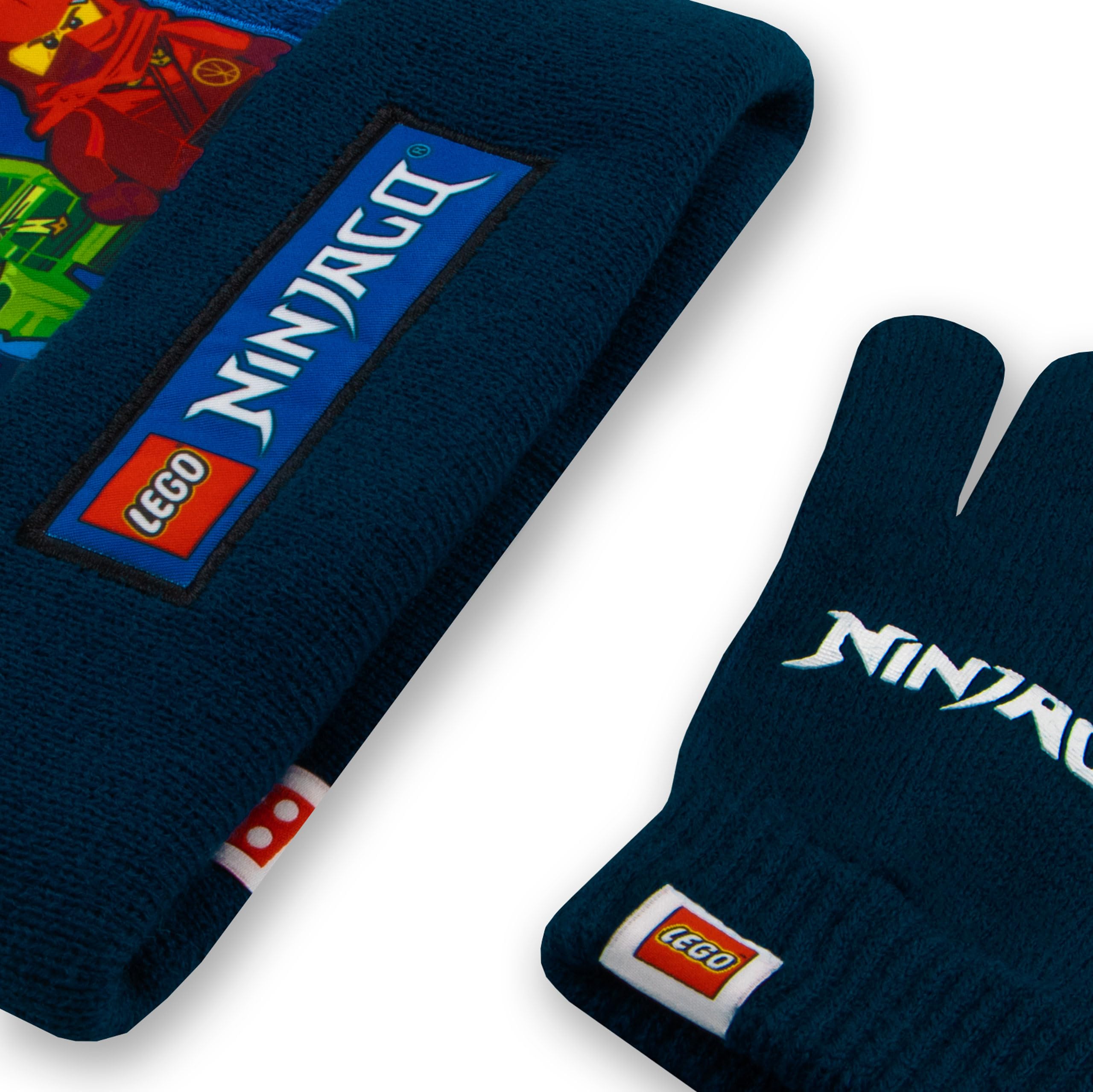 LEGO Ninjago Kai Lloyd Et Jay Gant Et Bonnet Enfant | Bonnet Enfant Garcon Et Gant Hiver | Ninja Bonnet Et Gants Pour Garçons | One Size Bleu