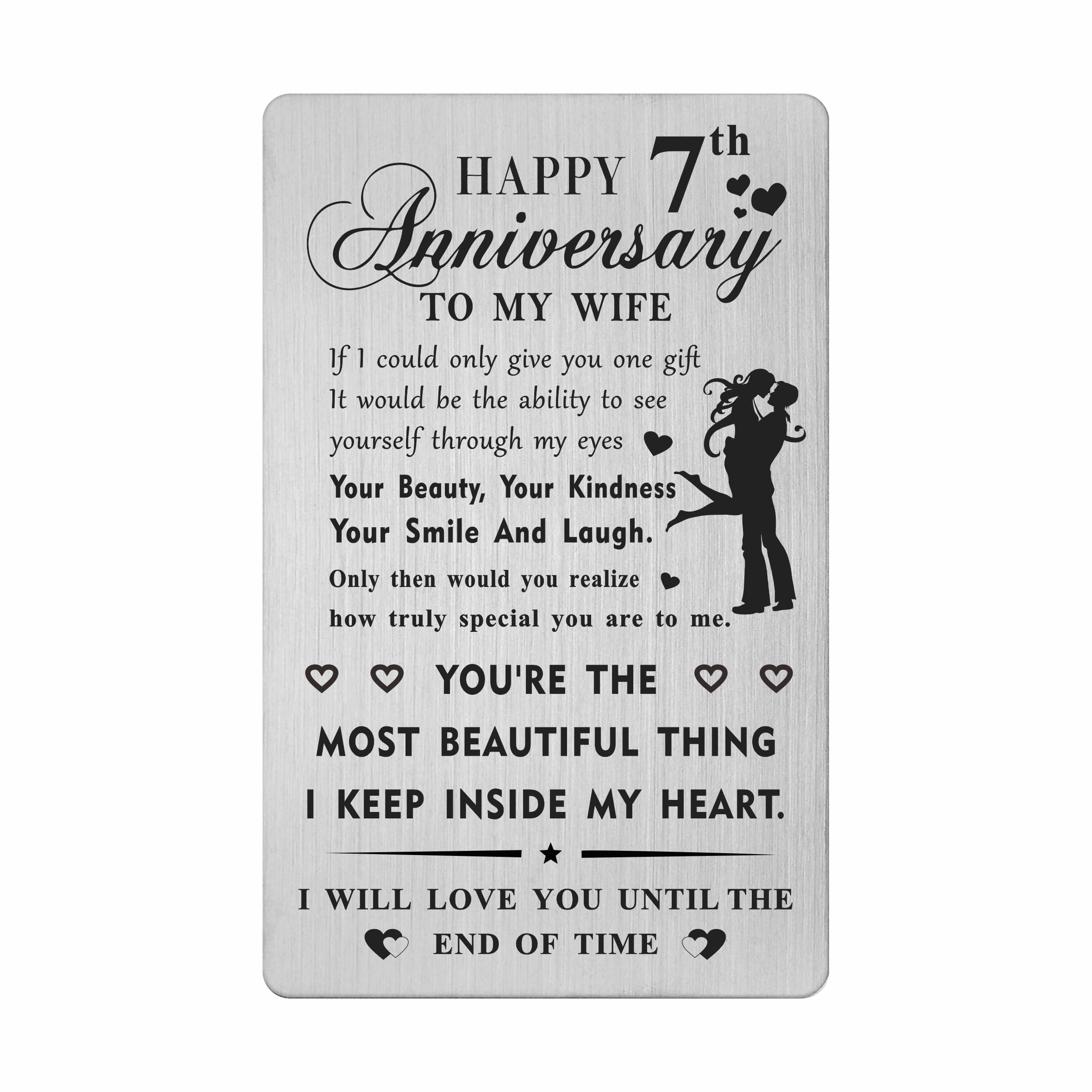 HYHYDHP 7th Wedding Anniversary Card Gifts for Wife - Happy 7 Year Anniversary Card for Her Women, Silver
