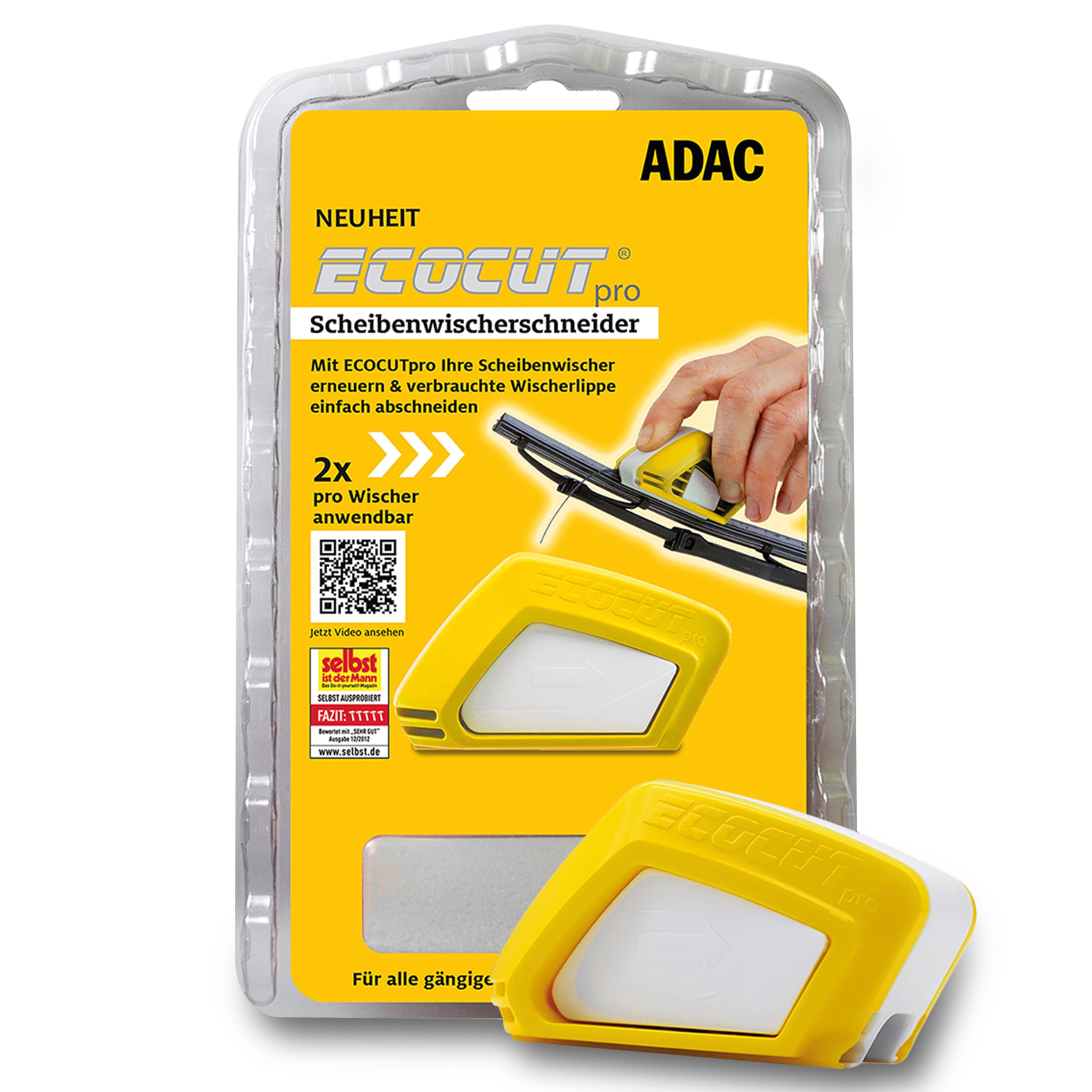 ADAC ECOCUT pro – Scheibenwischer Schneider inkl. Schwamm – Wischblattschneider zum Nachschneiden von allen gängigen Wischerblättern geeignet – Alternative zu Ersatzwischblättern