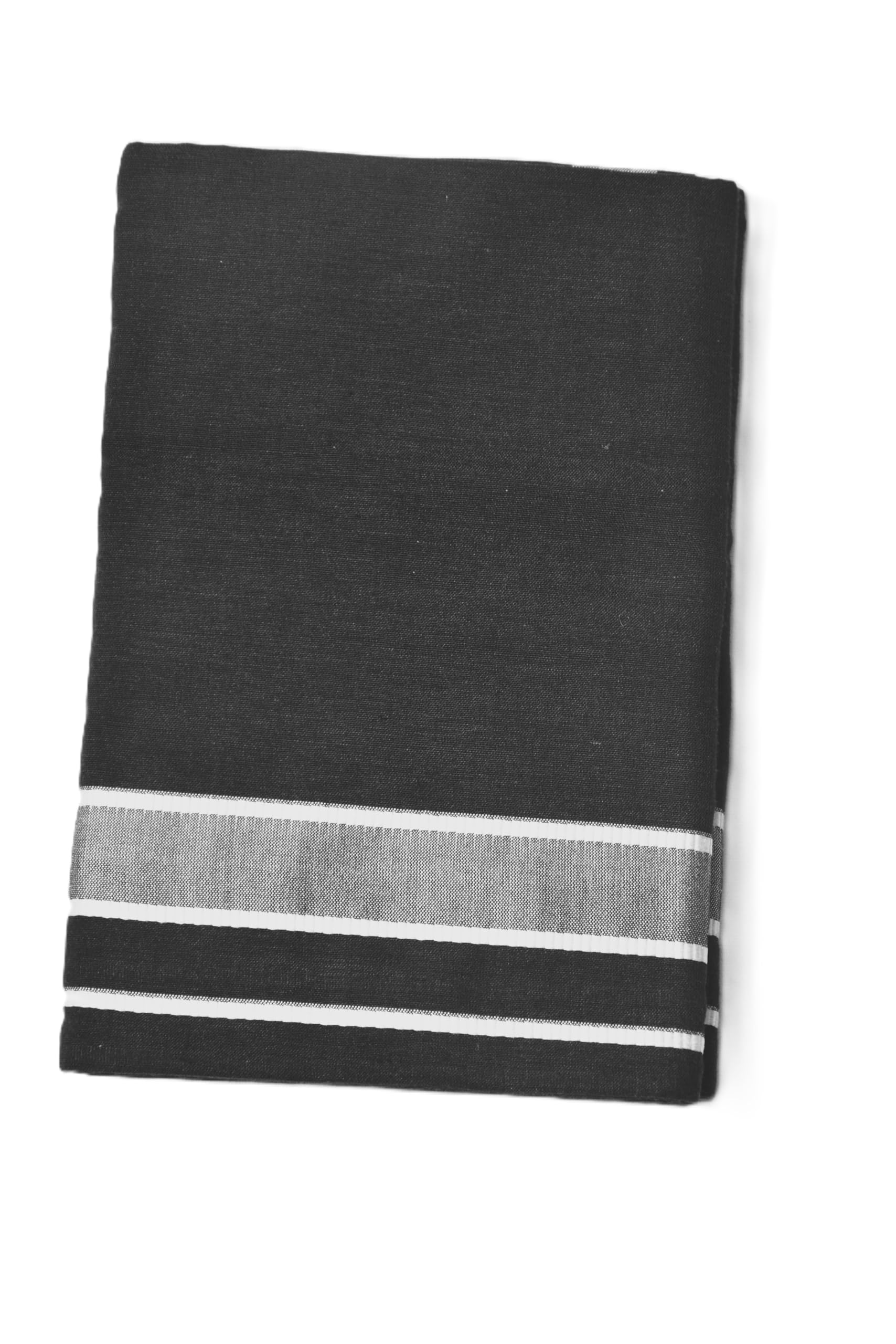 yhwh Black Cotton Dhoti/Vesti for Men – 2 Meters, Black with Silver Zari Border, Ethnic Wear, Single Size, Pack of 1-picture-42