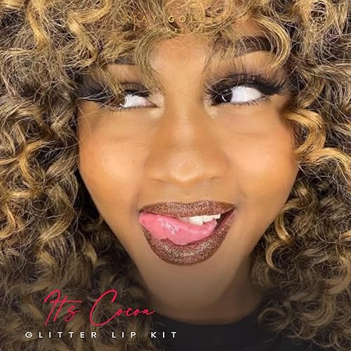 Miniatura 5 de SG STAY GOLDEN COSMETICS It's Cocoa Glitter Lip Kit con delineador de labios, a prueba de manchas, larga duración, 2 onzas