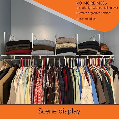 Miniatura 5 de Separadores de estantes, crean un 40% más de espacio en el armario, juego de 8, separadores de estantes de alambre de 12 pulgadas, organizadores de
