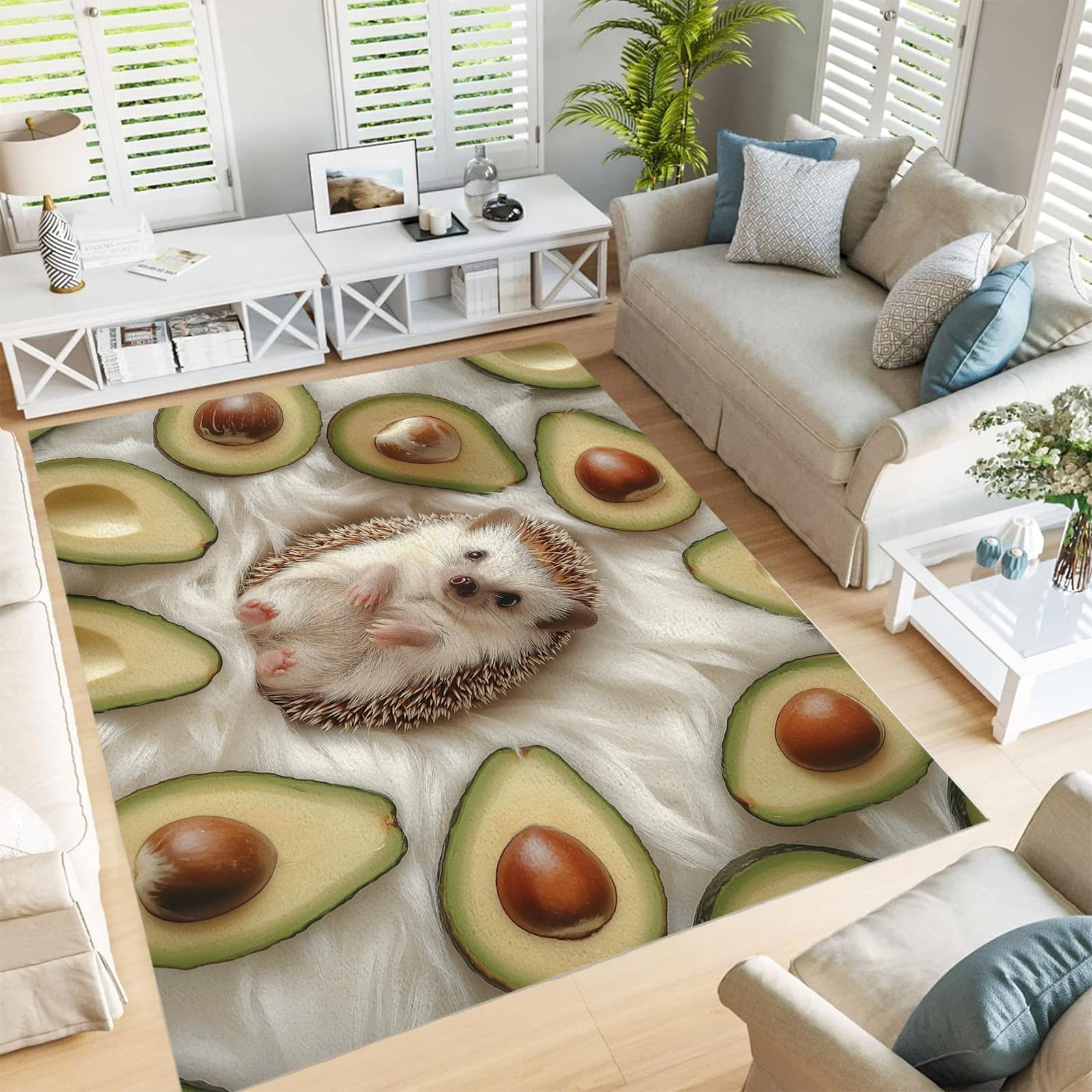 Tapis salon avocat poil court - Résiste aux passages de la salle à manger