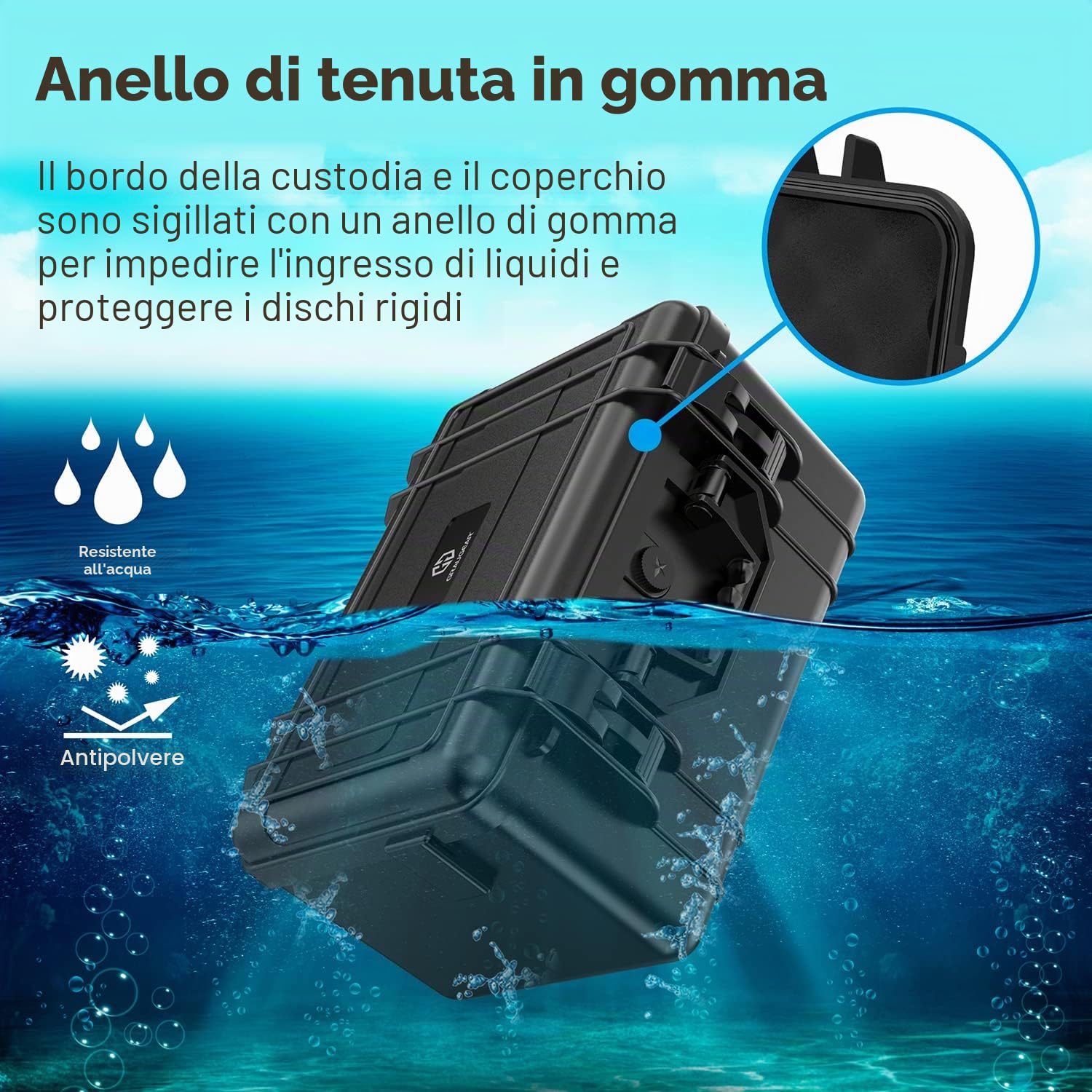 GRAUGEAR Custodia protettiva per hard disk da 3,5" e 2,5" e M.2 HDD/SSD, custodia per hard disk fino a 19 dischi, resistente agli urti, resistente al calore, impermeabile