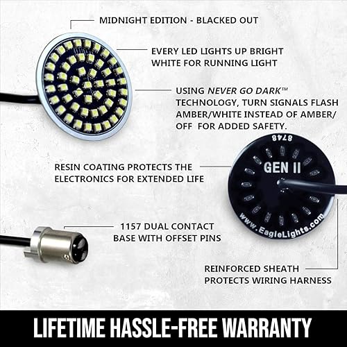 Miniatura 4 de Eagle Lights Kit de señal de giro LED delantera y trasera Harley con luces de correr blancas brillantes y luces de freno traseras estroboscópicas