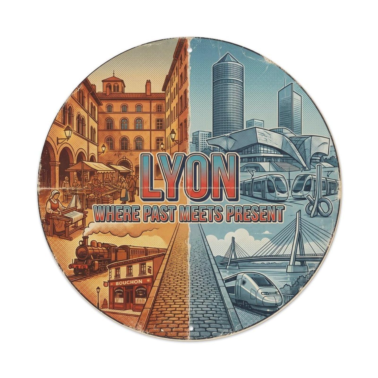 Fqnyr Style Vintage Travel Lyon Oldtown France Metal Tin Sign