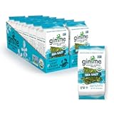 Gimme Seaweed Organic Premium Roasted Seaweed Snacks, Sea Salt, 12 Count Sharing Size, Keto, Vegan, Gluten-Free, Great Source of Omega3s and Iodine, Healthy On-The-Go Snack for Kids and Adults