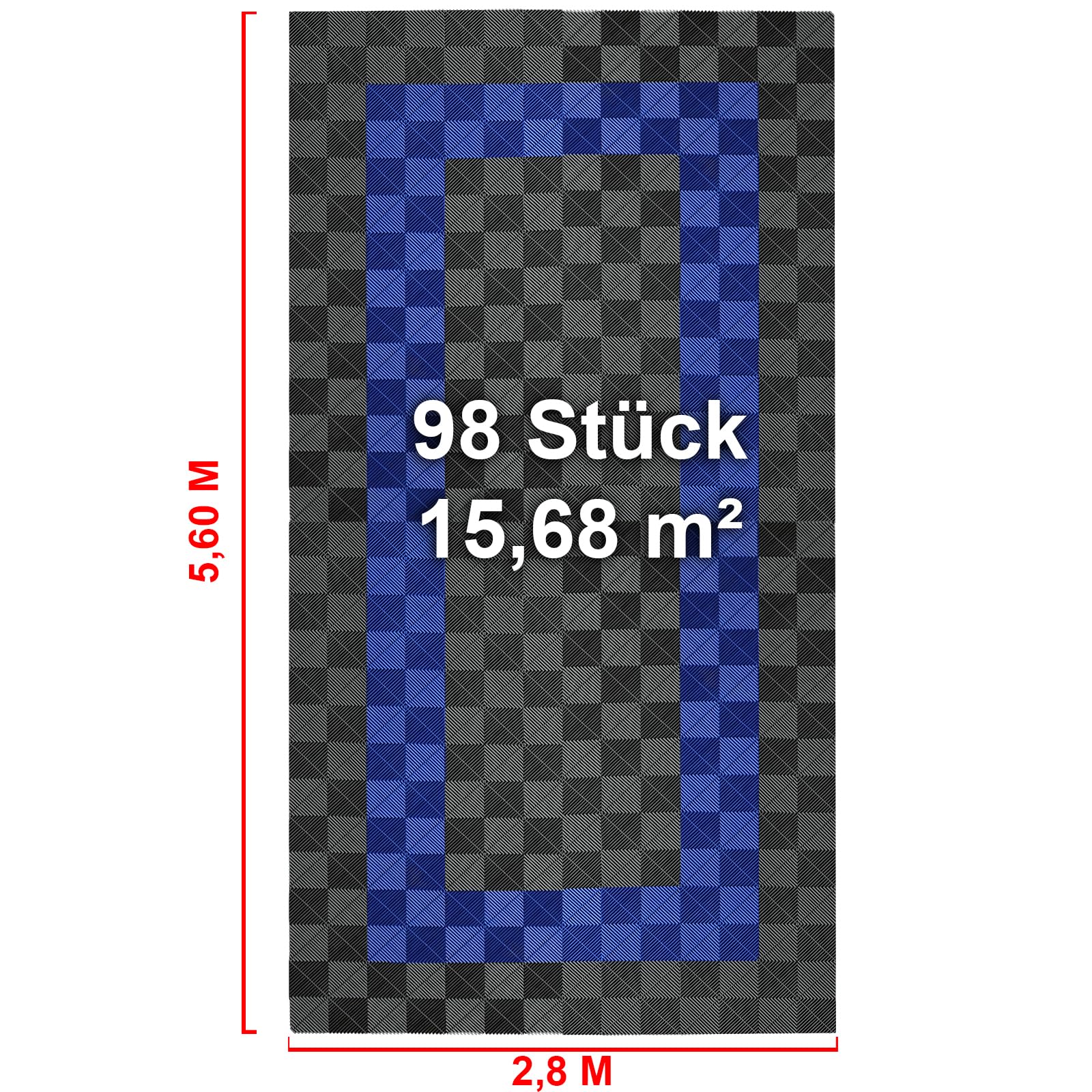 Performance Bodenfliesen Garagenboden Floor 2,8mx5,6m Grau Blau Set3