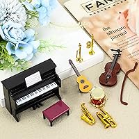 Vista 5 de Dollhouse Miniature Musical Instrument Set in 1:12 Scale, Mini Dollhouse Musical Instrument Model Includes Violin Piano Trumpet Saxophone Electric