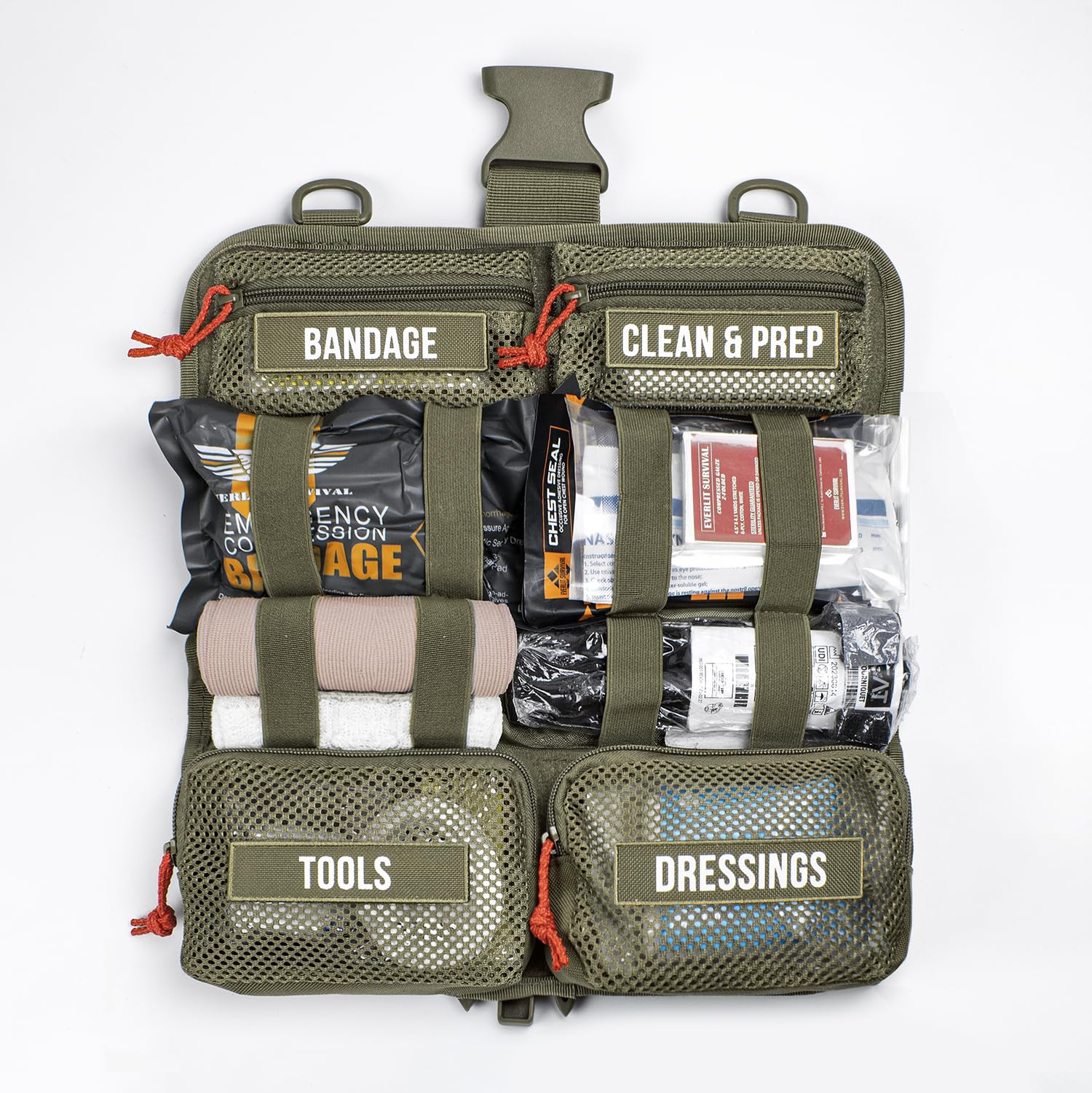 EVERLIT Kit di primo soccorso arrotolabile per traumi con laccio emostatico tattico IFAK, kit medico di emergenza per esterni, veicoli e casa, borsa Molle a sgancio rapido per i primi soccorritori