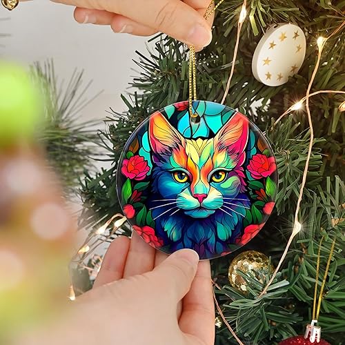 Miniatura 5 de Dodosky Adorno de Navidad para gatos, adorno de cerámica para gato, adornos para árbol de Navidad, regalos para amantes de los gatos, recuerdo de