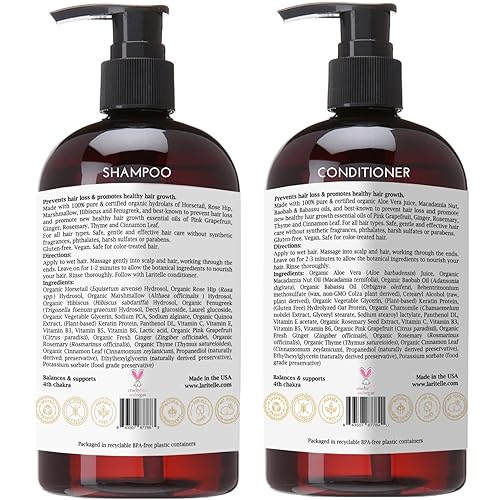 Miniatura 8 de Set orgánico para el crecimiento del cabello  Champú de 17 onzas + acondicionador de 16 onzas + tratamiento de pérdida de cabello de 4 onzas  Quinoa