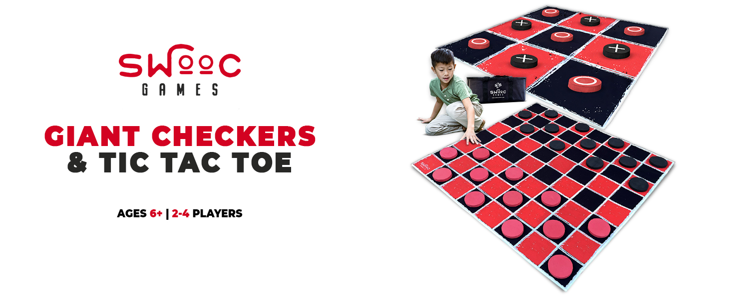 Amazon.com: Swooc Games® - 2-in-1 Vintage Giant Checkers & Tic Tac