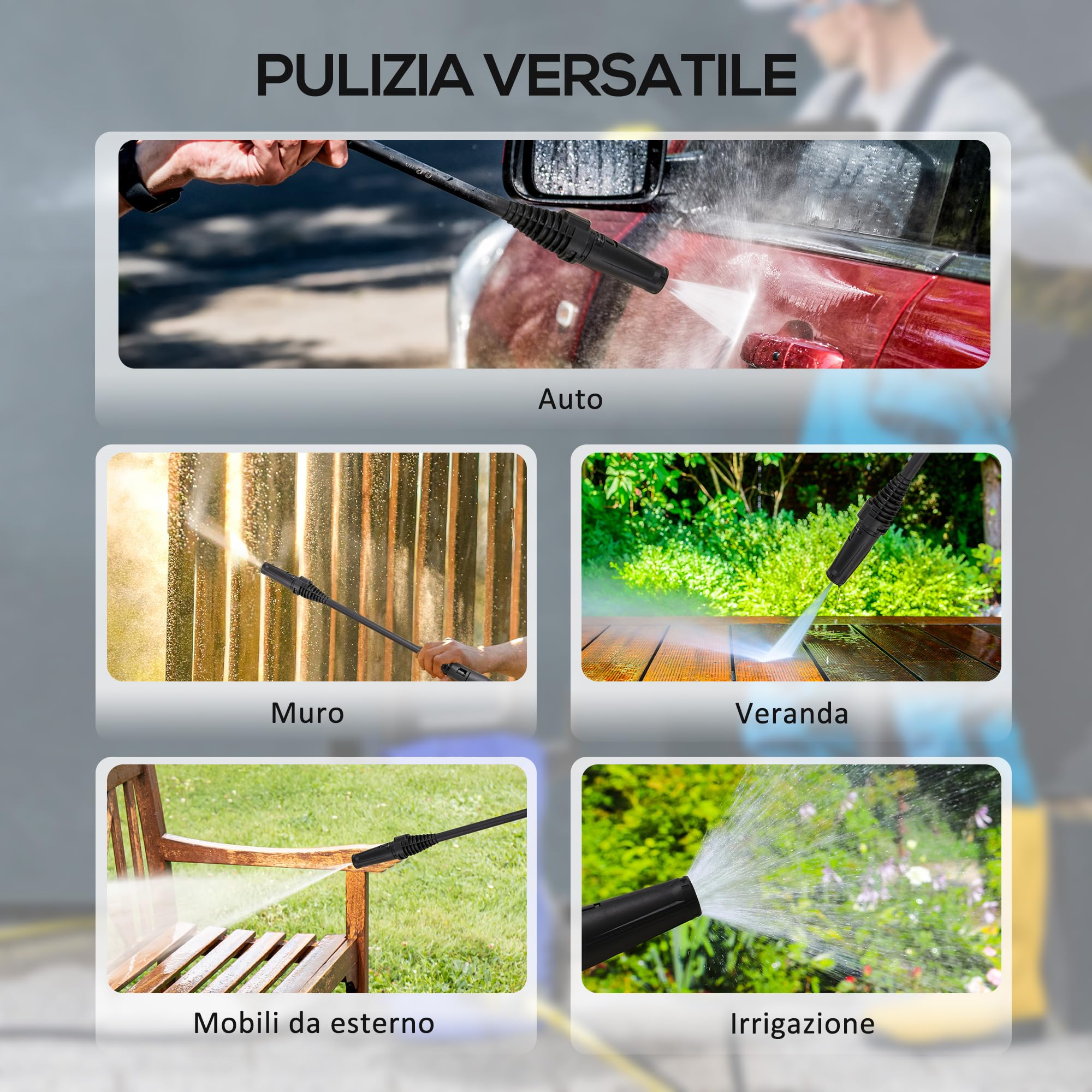 DURHAND Idropulitrice ad Alta Pressione 1600W con Kit Pulizia e Ugello Regolabile, Idropulitrice Professionale, Rame e Alluminio, Portata Max 390 l/h, 130 Bar, per Auto Giardino Casa, Blu e Nero