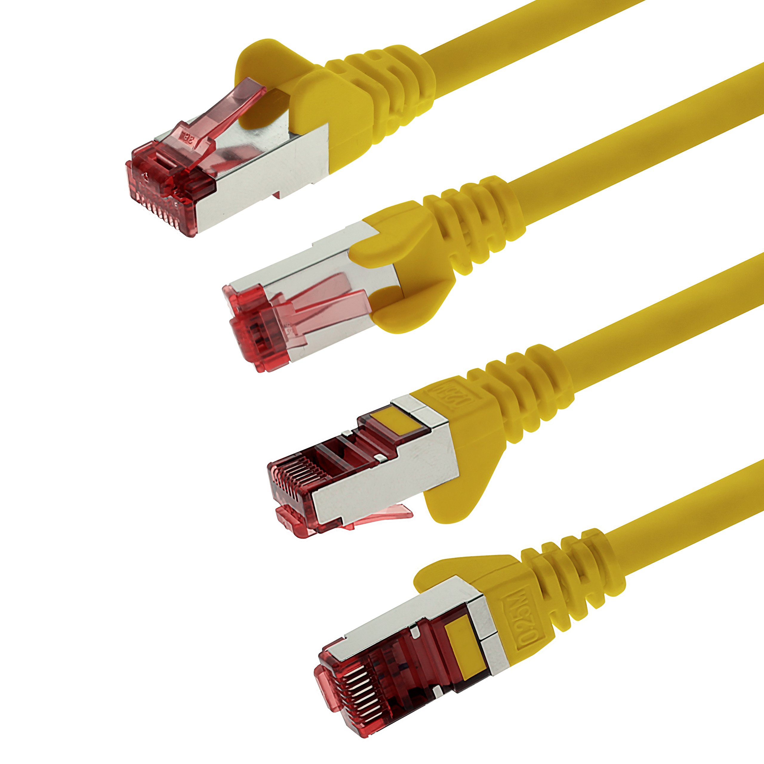 1aTTack - Cable de red SFTP PIMF con 2 conectores RJ45 de doble apantallamiento CAT 6 0 amarillo - 10 unidades 0,5m
