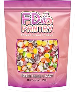 Fruit Crunch Sour Freeze Dried Candy 10oz, Assorted Sour Freeze Dried Candy Variety Pack 10 oz Large Pouch, Ideal Crunchy Freeze Dried Sweets Gift - Large Resealable Bag