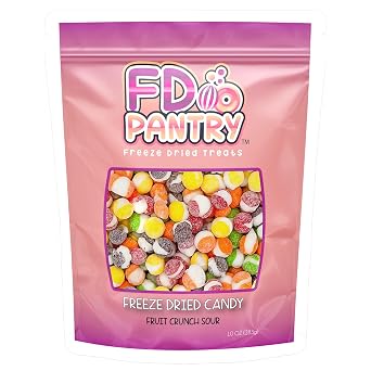 Fruit Crunch Sour Freeze Dried Candy 10oz, Assorted Sour Freeze Dried Candy Variety Pack 10 oz Large Pouch, Ideal Crunchy Freeze Dried Sweets Gift - Large Resealable Bag