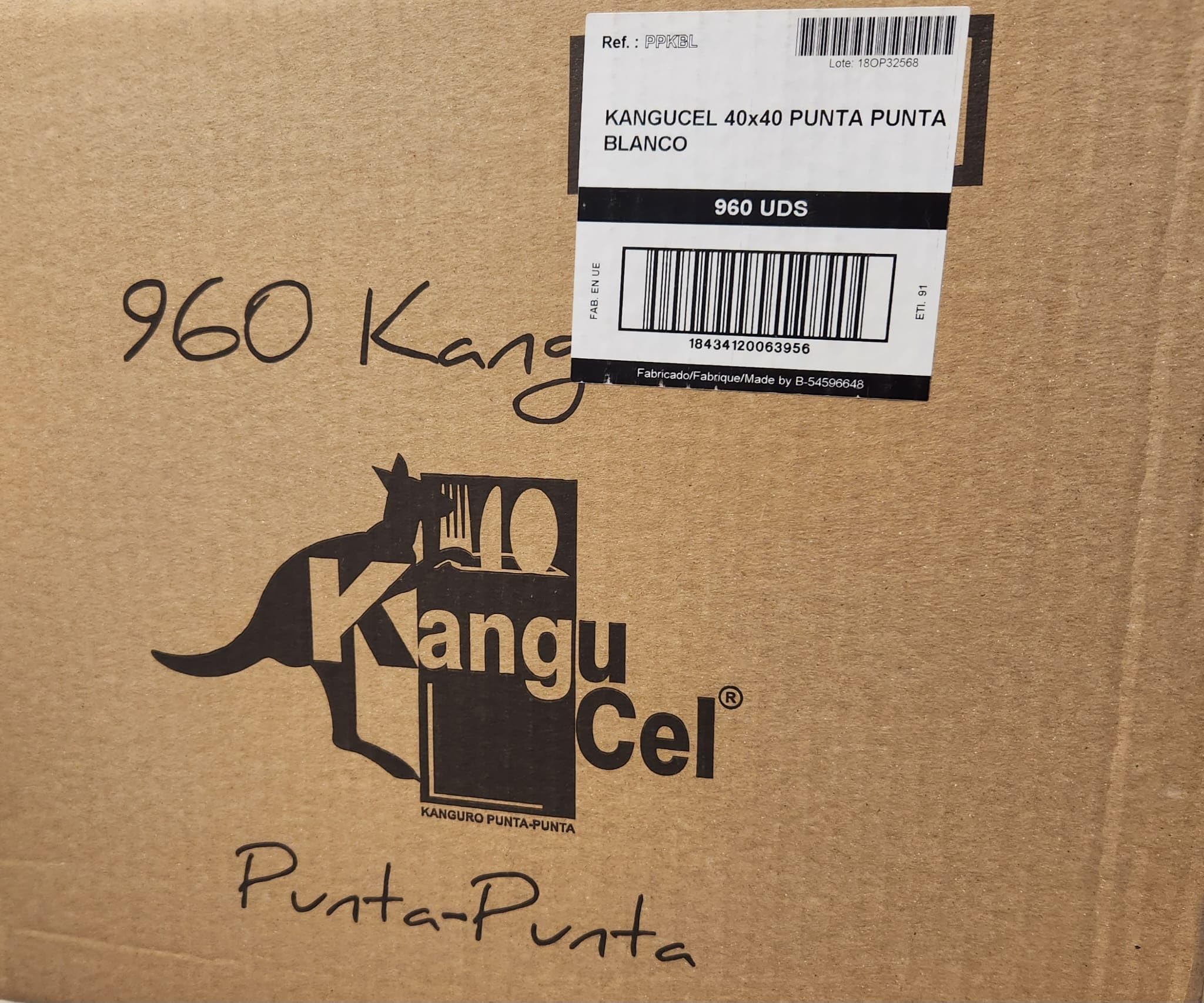 Servilletas de papel BLANCAS Kanguro 40x40 32 paquetes de 30ud. Caja 960ud