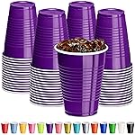 DecorRack Purple Plastic Cups, 12 oz Disposable Cups, Reusable Party Supplies (40 Count)