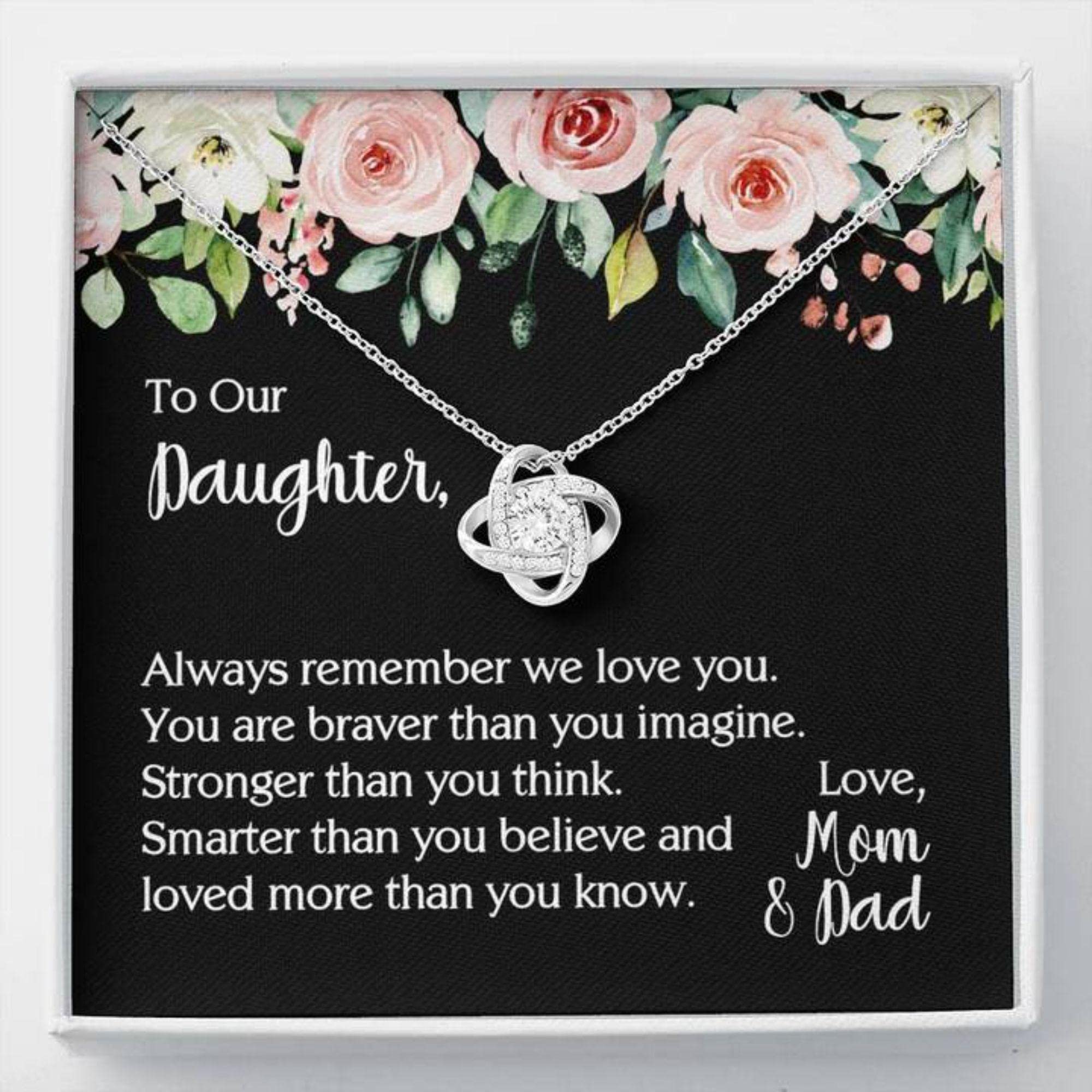 rakva 925 Silver Gift Daughter Necklace, Daughter You Are Braver Than You Imagine Love Knot Necklace (B0C5MW165X) Amazon Price History, Amazon Price Tracker