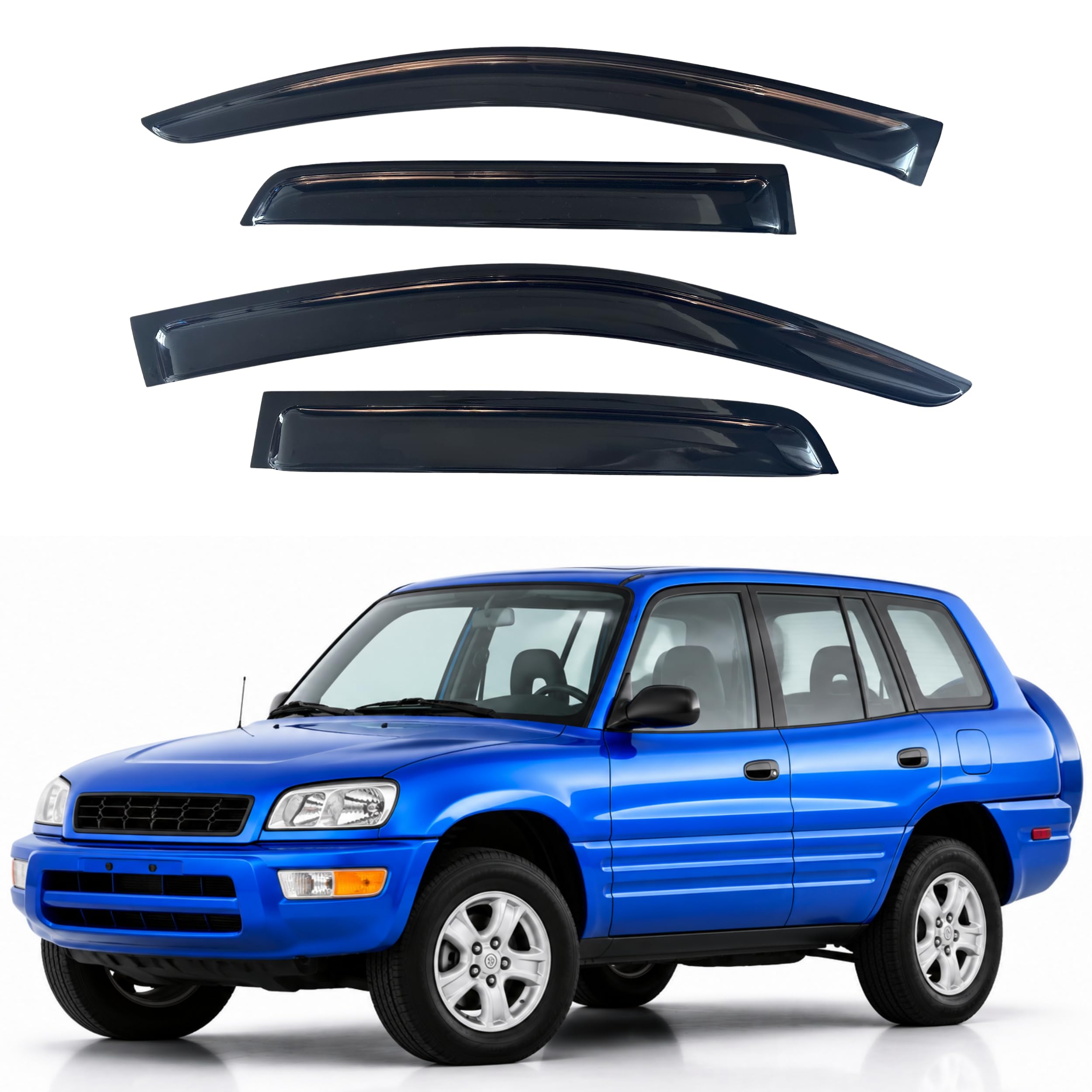 IG Window Visors Fit for 2001-2005 Toyota Rav4, Out-Channel Rain Guards Vent Wind Deflectors 4PC, Car Accessories for 01-05 Rav4