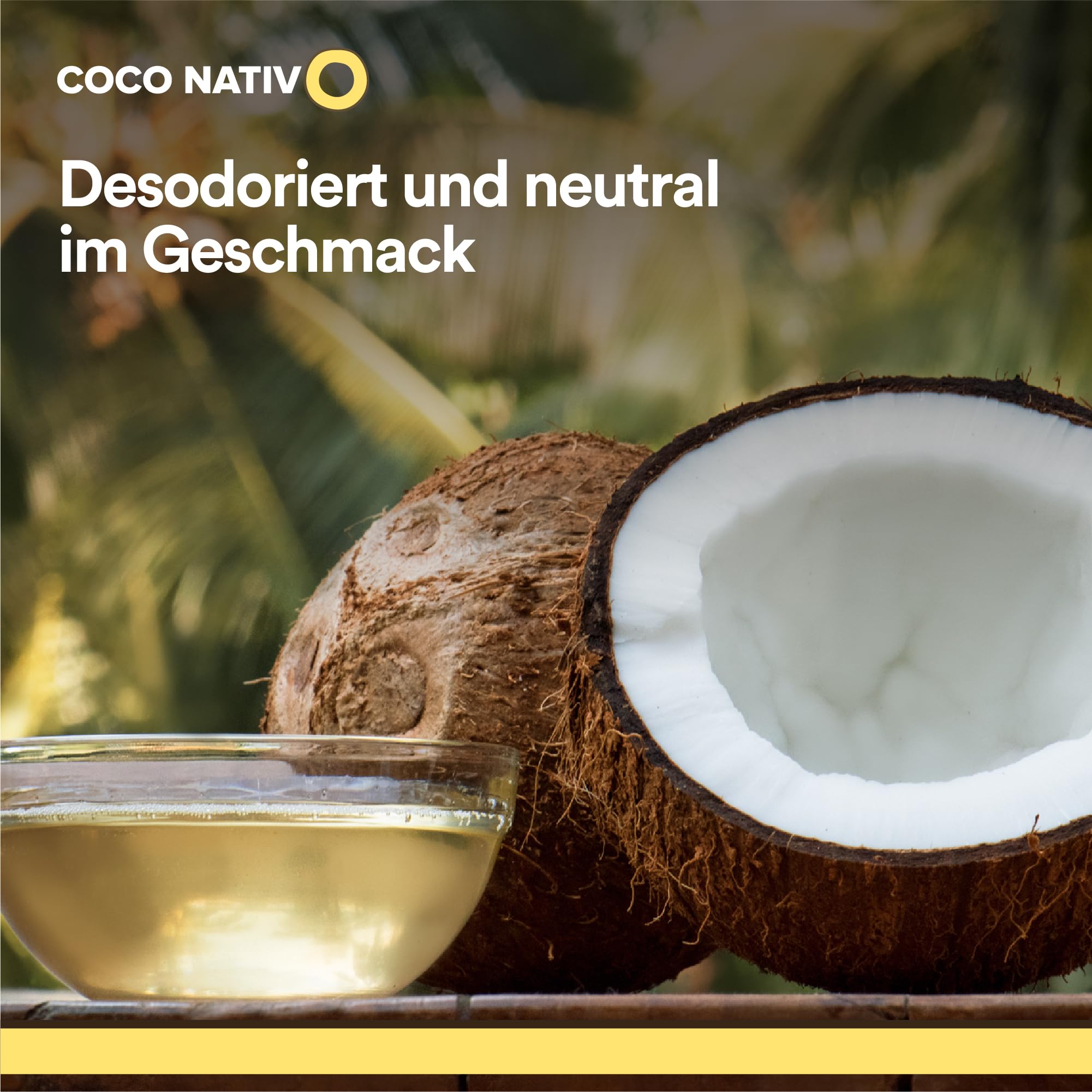 Kokosöl Bio CocoNativo Geschmacksneutral (desodoriert) - Coconut oil 1000mL (1L) - Bio Kokosfett, Kokosnussöl, Premium, Nativ, Kaltgepresst, Rohkostqualität - zum Kochen und Backen, für Haare und Haut