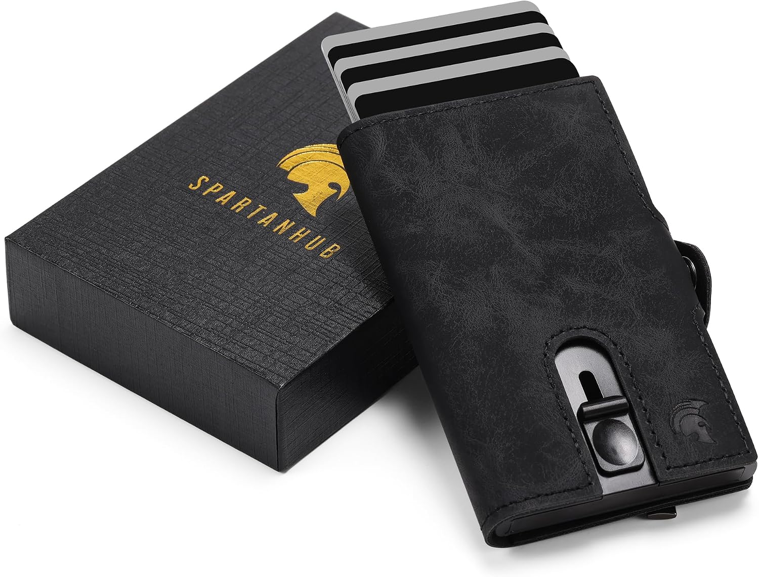 SPARTANHUB RFID Slim Wallet For Men - Mens Front Pocket Wallets, Thin & Compact Cardholder, Minimalistic With Small Coin Pouch, Modern Secure Leather Wallet That Holds Cards & Cash