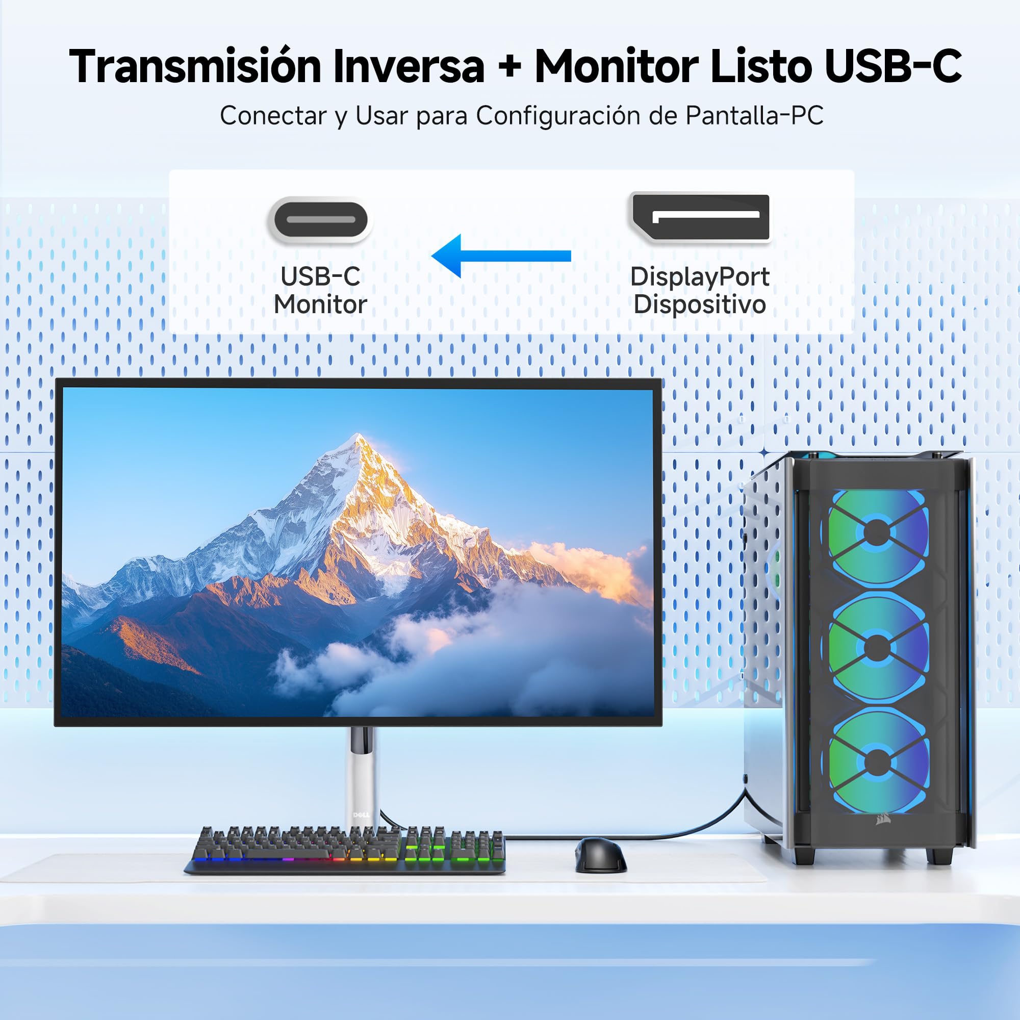 Cable Matters cable USB C DisplayPort 2.1 bidireccional 0,9 m, DP40 (UHBR10) 40Gbps, 8K@120Hz 4K@480Hz, DP Alt Mode, sin Power Delivery