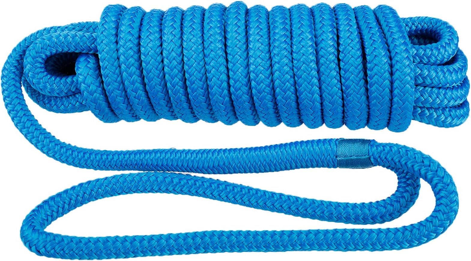 Sailors Locker - 1/2 Inch X 15 Feet Dock Line - Boat Dock Lines With 12 Inch Loop - Double Braided Nylon Mooring Lines - Dark Blue - 2 Pack