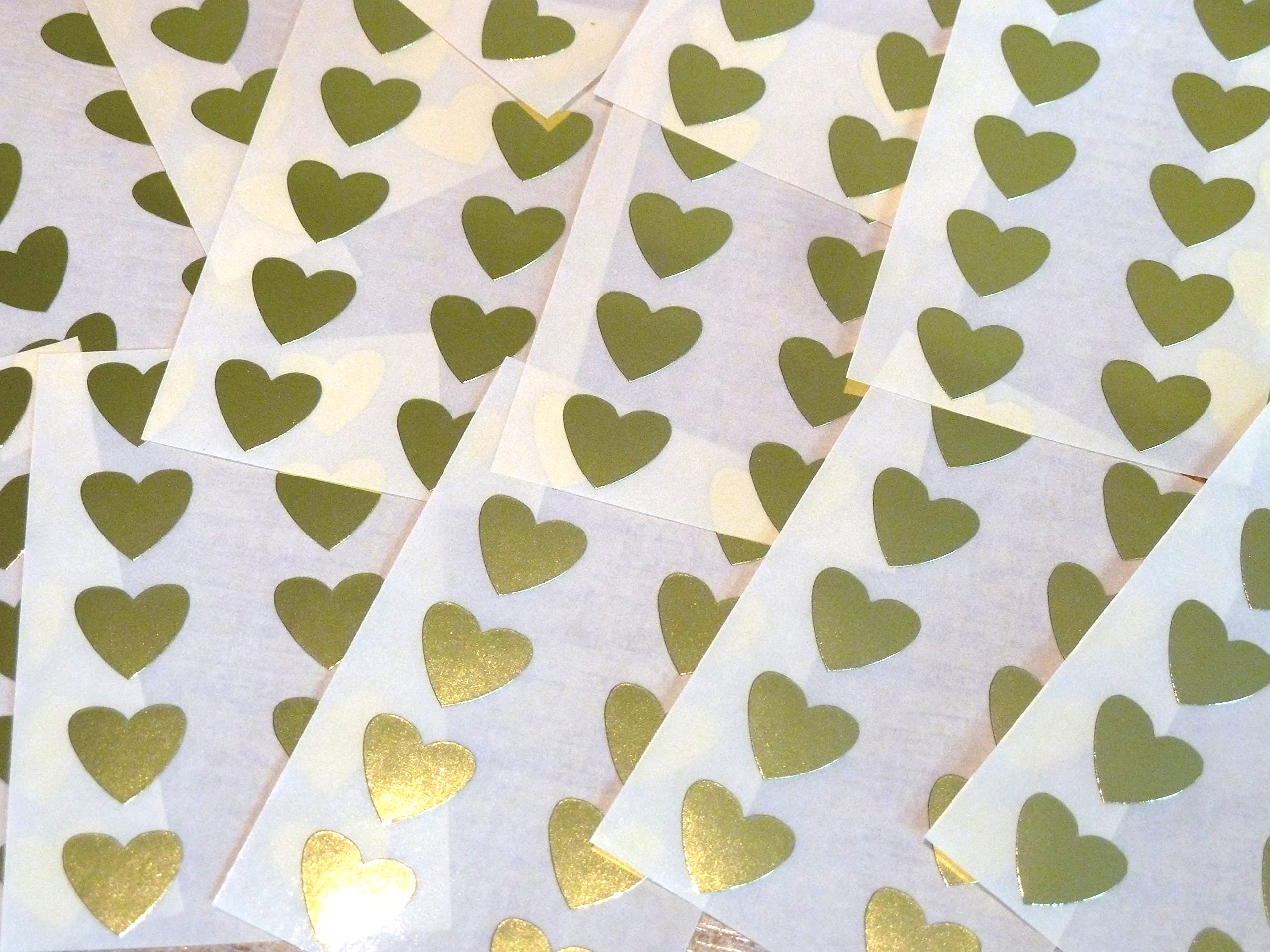 130 Labels, 13x12mm Hearts, Shiny Gold, Colour Code Stickers, Self-Adhesive Sticky Coloured Hearts