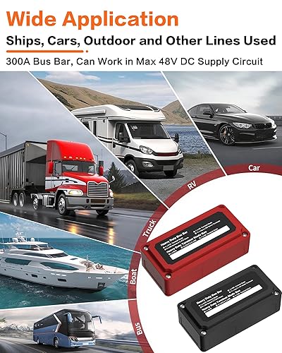 Miniatura 7 de IZTOSS Barra de autobús de 12 V resistente al agua Bloque de distribución de energía con 4 pernos de terminal de 516 pulgadas (M8) Batería de