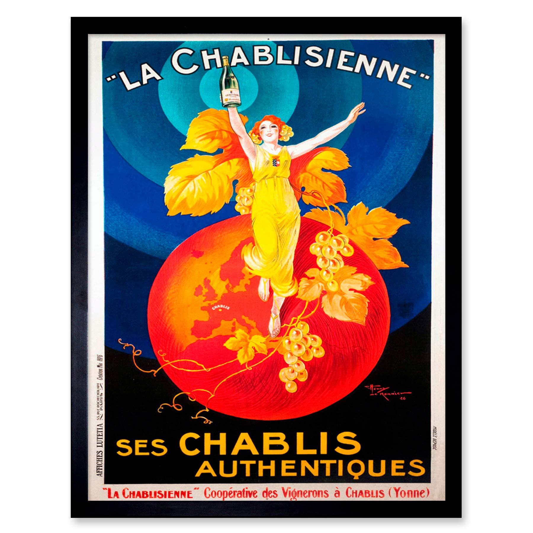 Artery8 Chablis Wine French Vintage Advert Framed Art Print 12x16"