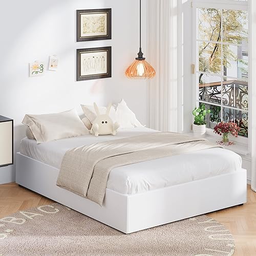 Miniatura 32 de Marco de cama de metal California King, plataforma de almacenamiento resistente de 14 pulgadas con soporte de listones de acero de 2500 libras,