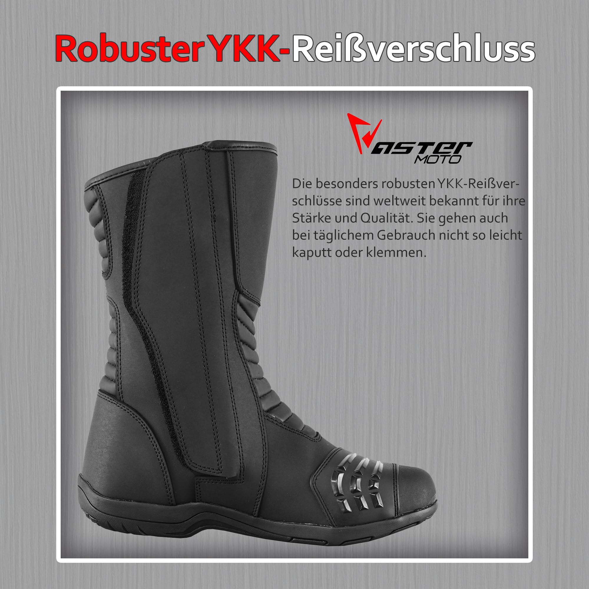 Herren Motorradstiefel, wasserdichte Leder-Schutz-Motorradschuhe mit langem Knöchelschutz