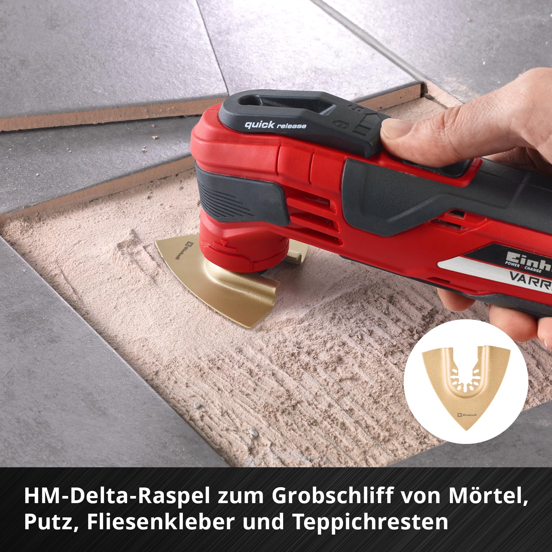 Original Einhell XXL-CASE 70-tlg. Multitool-Set (BiM/CrV-Tauchsägeblätter, HCS/HM/BiM-Halbrund-Sägeblätter, HM-Delta-Raspel, Delta-Trägerplatte, Schleifpapier, Dremel-Adapter)