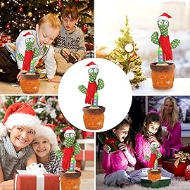 Emoin Christmas Dancing Cactus Toy, Talking Cactus Baby Toys for Baby Christmas Toy Gift Singing Repeats What You Say Baby Interactive Plush